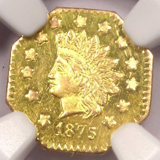 1875 Indian California Gold Dollar Coin $1 BG-1126 R5. NGC Uncirculated (MS, BU)