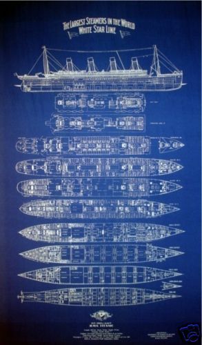RMS TITANIC 1912 White Star Line Print Blueprint Plan 21x34 Huge  (001)
