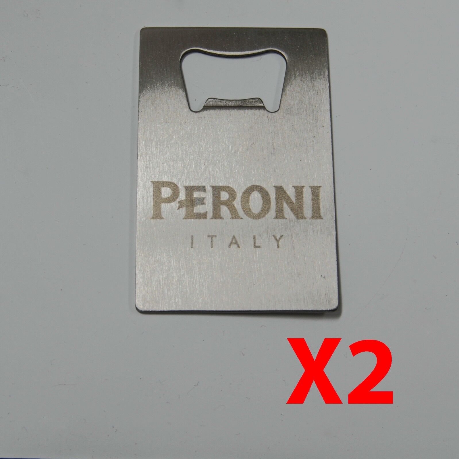 x2 Peroni Nastro Azzuro Credit Card Bottle Opener Beer Bottle Stainless Steel