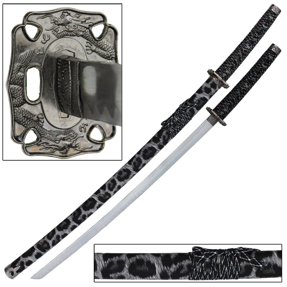 Snow Leopard Japanese Samurai Katana Sword 