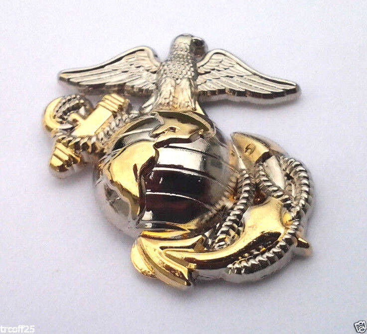 USMC EMBLEM Right Gold-Silver Military Vet US MARINES Collar / Hat Pin P10246 EE