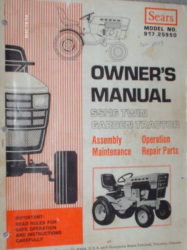 917.25950- Sears Suburban SS/16 Tractor Owners Manual on CD (USB Available)