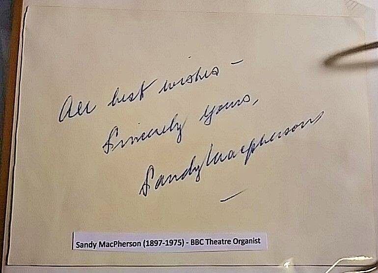 Sandy Macpherson (1897-1975) Famous Theater Organist  Signed signature autograph
