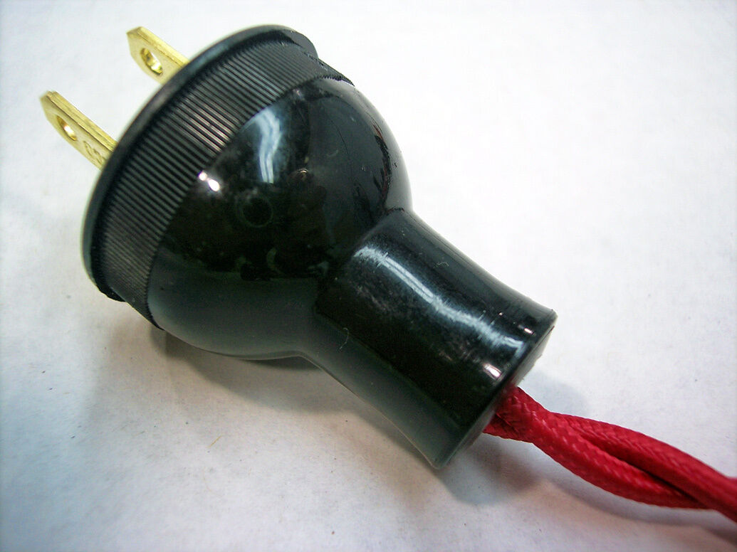 Round Vintage Antique Style BLACK  Electrical Plug for Lamp Cord Fan Steampunk 