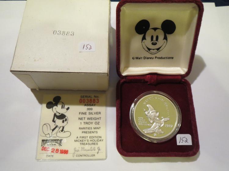 1987 Mickey Mouse 1 oz .999 Silver \