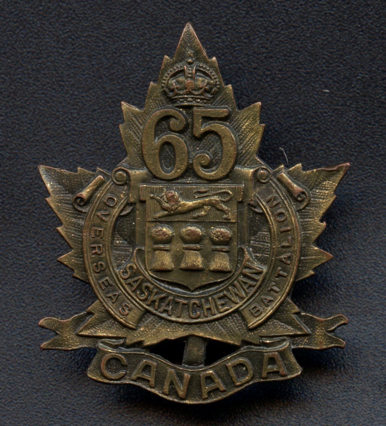WW1 65 Battalion \'Saskatchewan\' Overseas Cap Badge