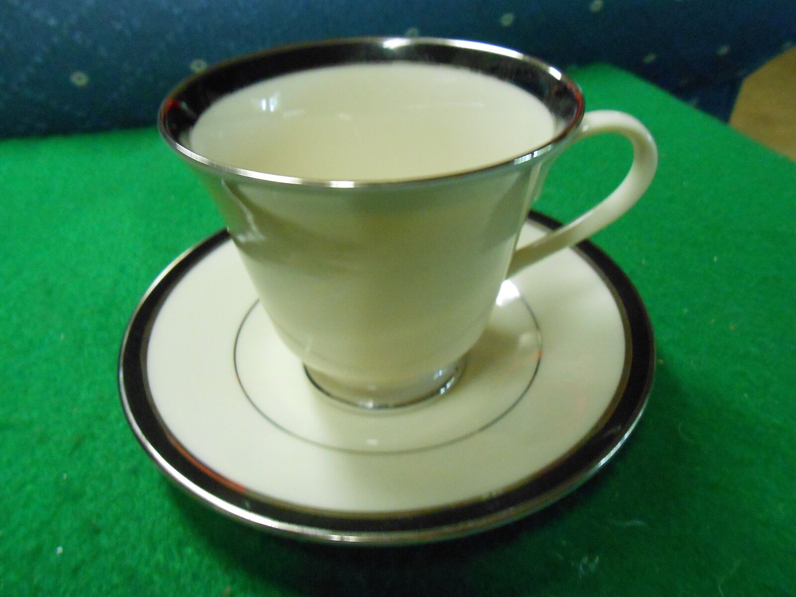 Beautiful Vintage LENOX Cup and Saucer BLACK  ROYALE