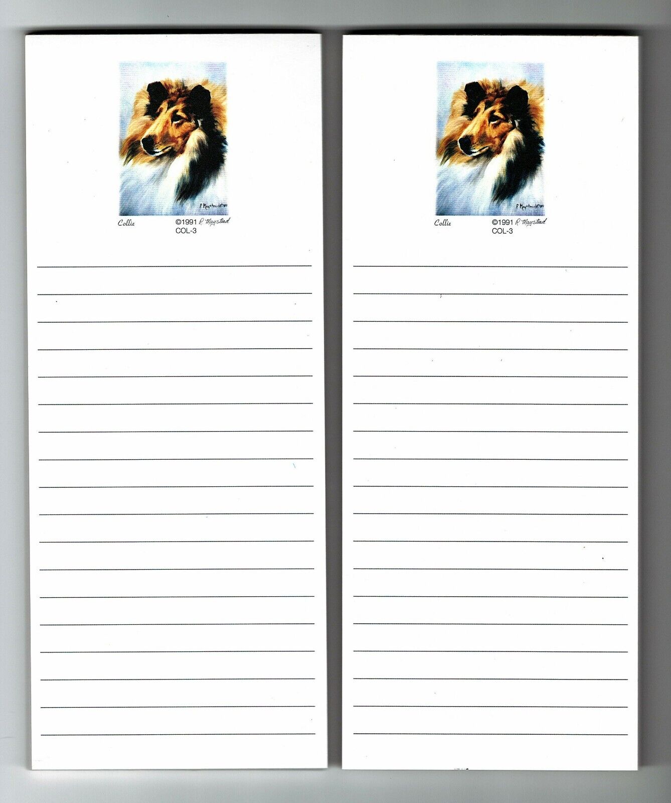 New Rough Collie Magnetic Refrigerator List Pad Set of 2 Pads Ruth Maystead