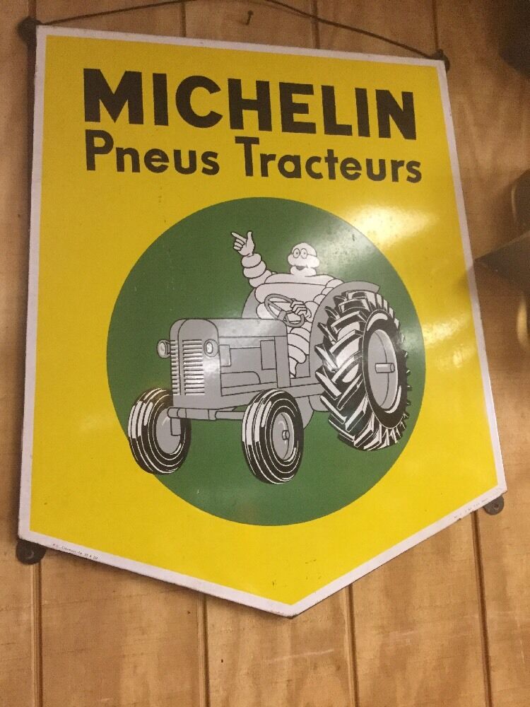 Original Vintage Michelin Tractor  Tire Porcelain Sign