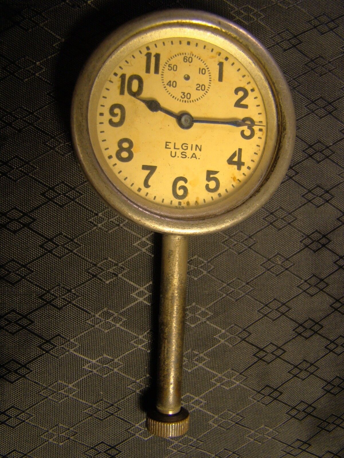 Vintage Elgin Car Clock Pocket Watch Long Stem Case Face Glass Parts or Repair