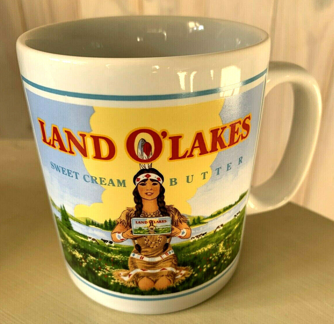Land O Lakes 10 oz.Mug-Retired Mia Indian Maiden Logo-England Coloroll Kilncraft