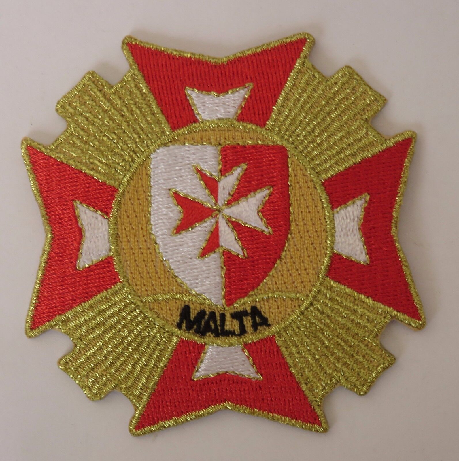  Knights Hospitaller St John Malta.   Patch/Badge  Red Cross in Gold Outline