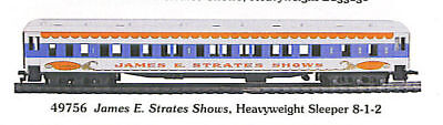 HO JAMES E STRATES SHOWS CIRCUS  SLEEPER  PASS CAR  56  NEW NOT IN ORIGINAL BOX