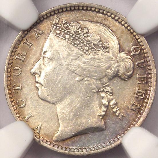 1901 Straits Settlements Victoria 10 Cents (10C) - NGC AU - Rare Certified Coin
