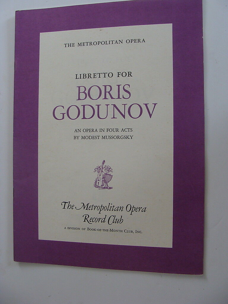 Opera Libretto Boris Godunov by Mussorgsky 1956 Metropolitan Opera Record Club