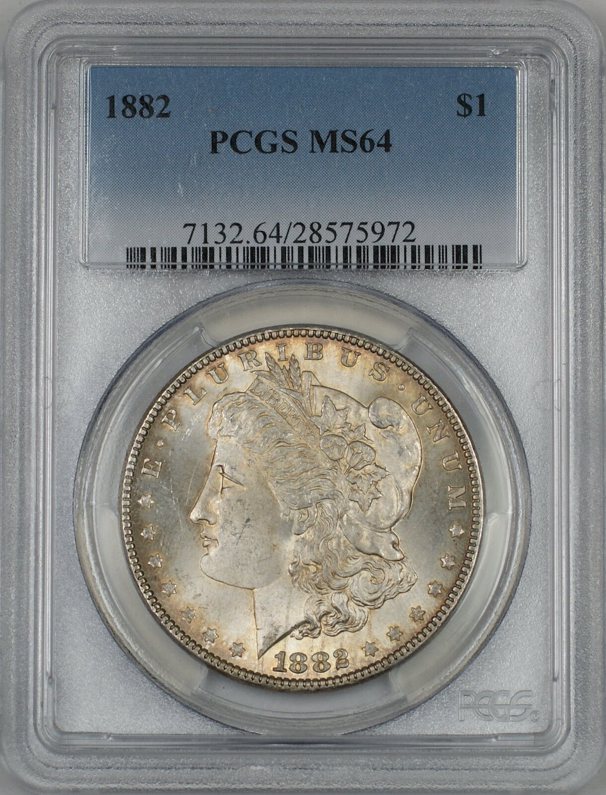 1882 Morgan Silver Dollar $1 Coin PCGS MS-64 *Nicely Toned* (Tb)