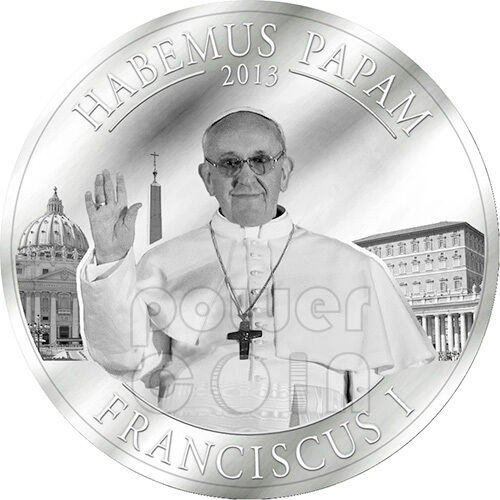 HABEMUS PAPAM Pope Francis Jorge Bergoglio Silver Coin 5$ Cook Islands 2013