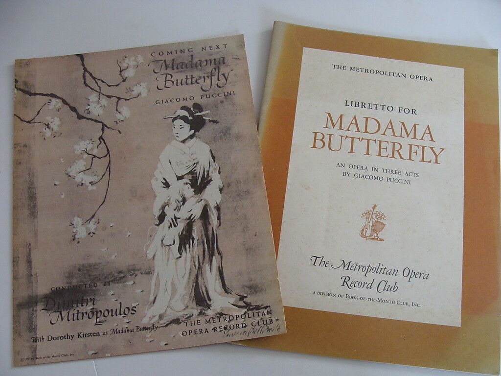  Opera Libretto &Ad Madama Butterfly Puccini 1957 Metropolitan Opera Record Club