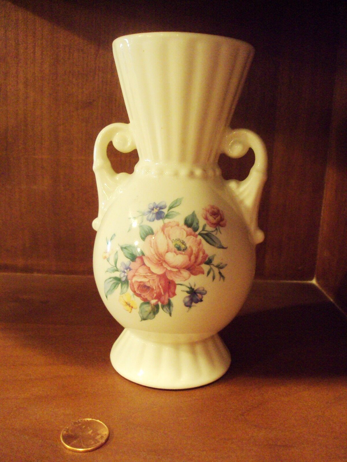 Royal Copley Pitcher Vase Rose Pattern