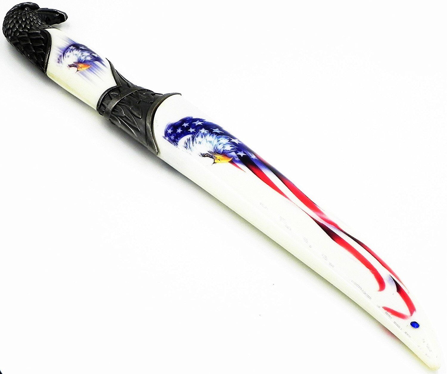  American Flag, Black Hunting  Knives Rubber Handle Shark Straight Blade