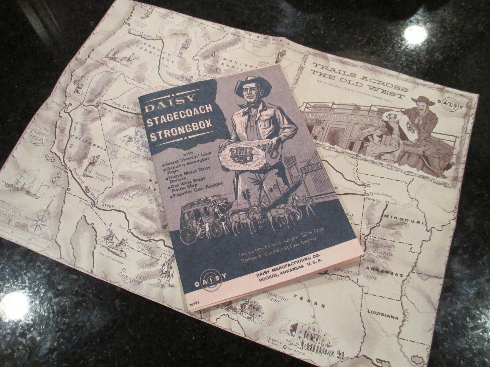 Daisy BB Stagecoach Strongbox Cap Gun Instruction Manual and Map - Reproduction