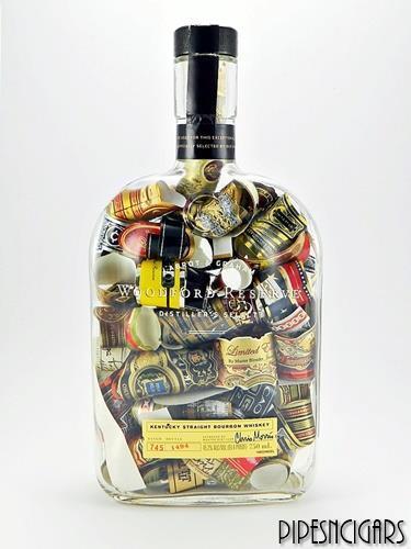 WOODFORD Reserve Bourbon Glass Bottle w/Cigar Labels Bands - Display - Man Cave