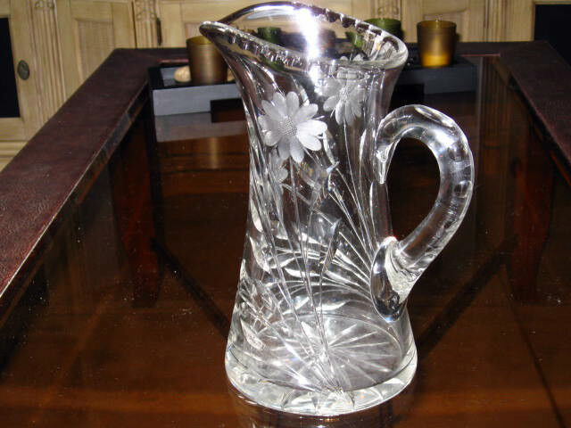 ABP American Brilliant Period Cut Glass Crystal Pitcher Antique Large Heavy