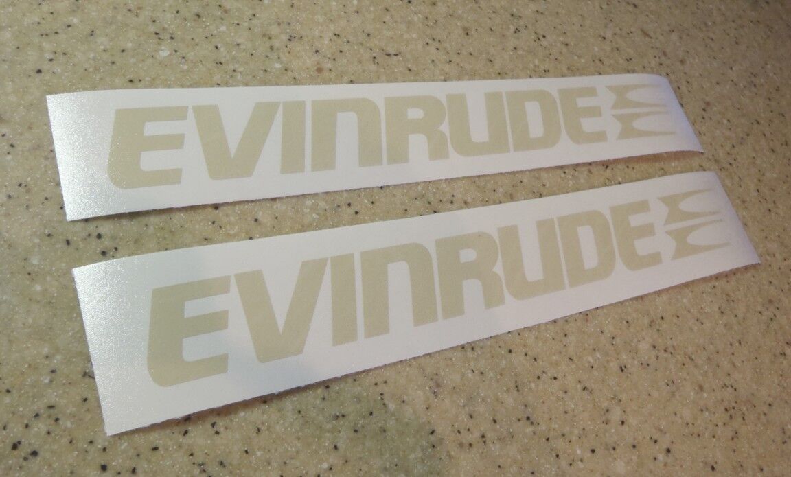 Evinrude Vintage Outboard Motor Decals TAN 2-PAK  + FREE Fish Decal