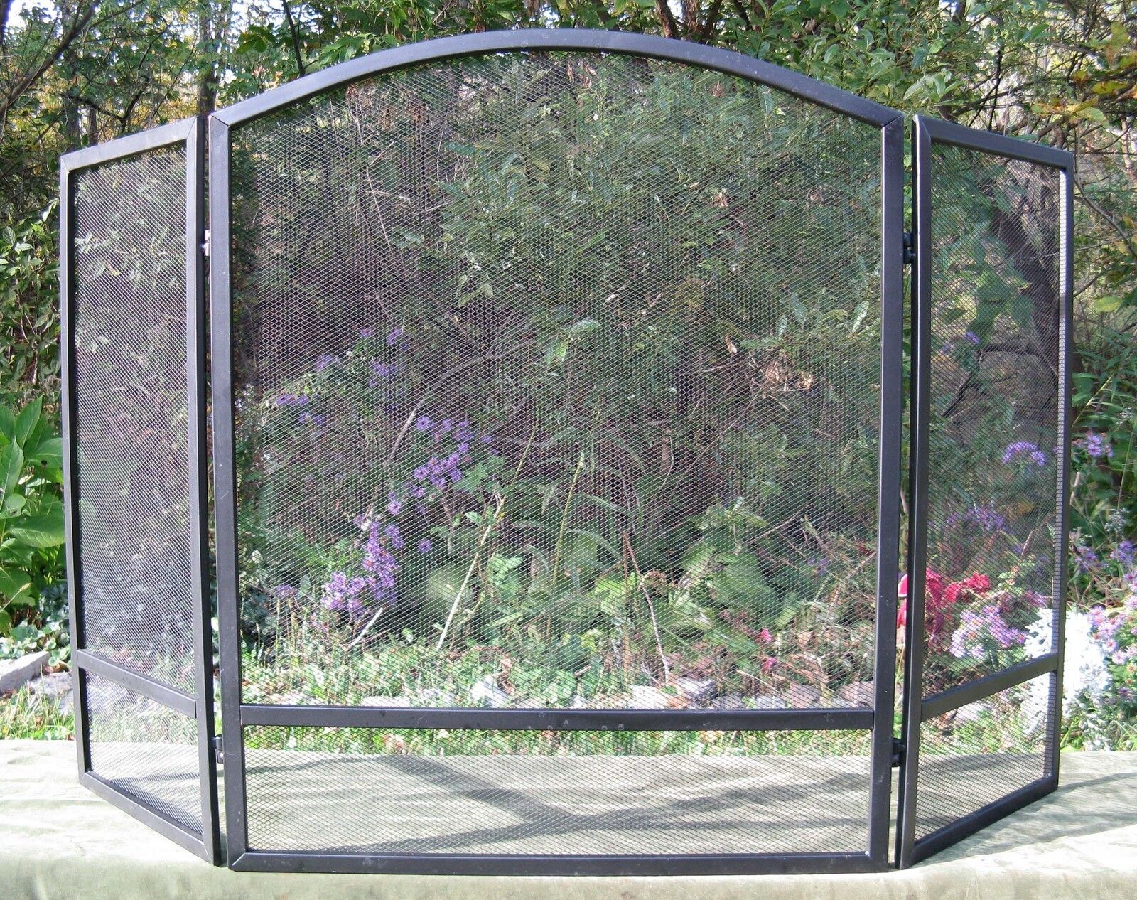 Modern 3 Fold Arched Steel Fire place Screen 48” W