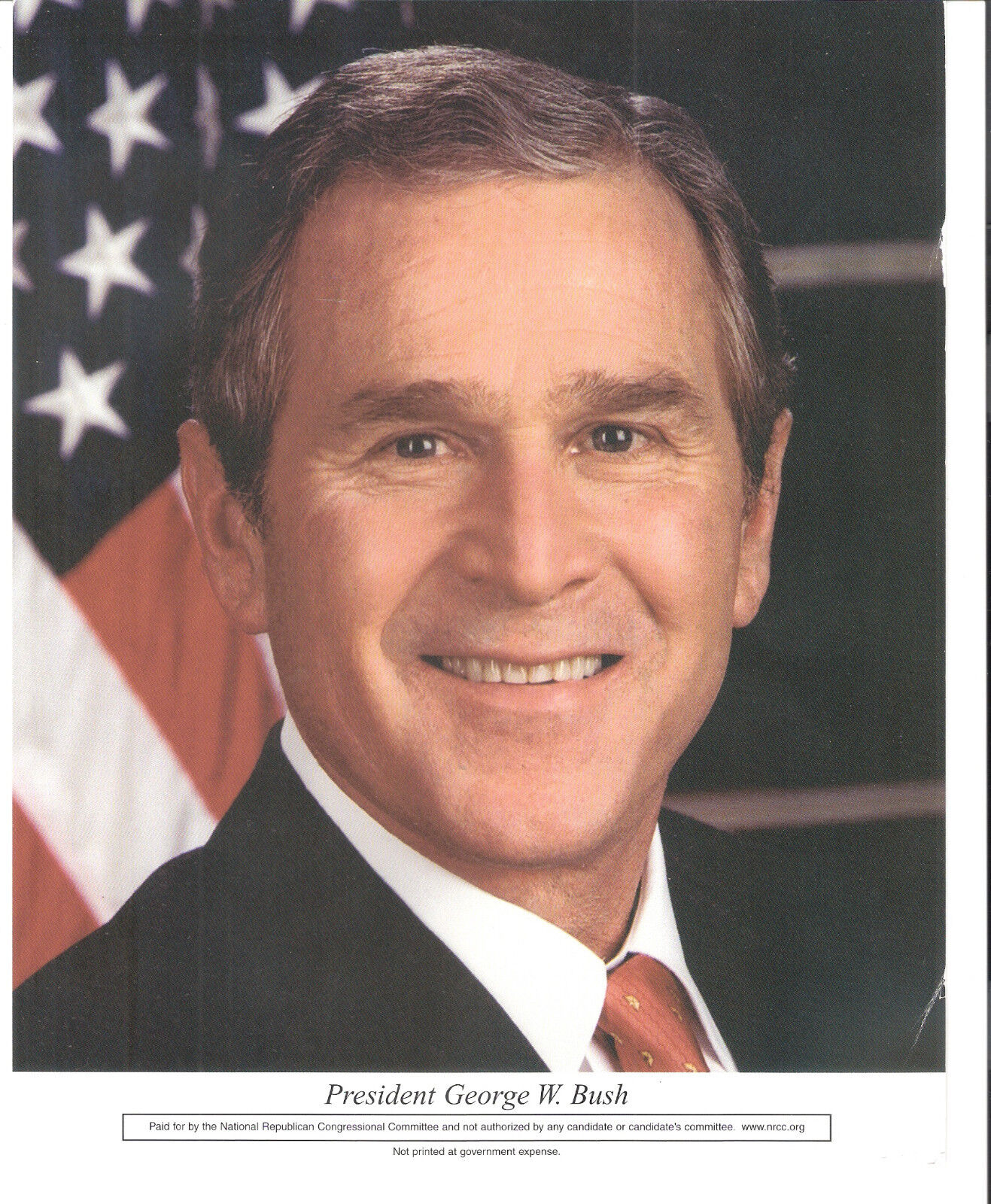President George W. Bush 8x10 Color Photo with American Flag in Background