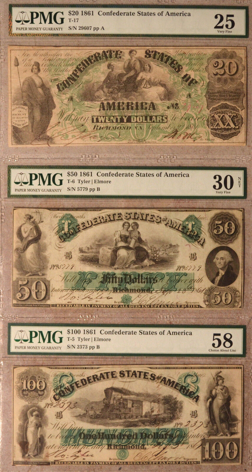 1861-1864 PMG GRADED CONFEDERATE CURRENCY COLLECTION ~ MUST SEE 50 NOTES RARE