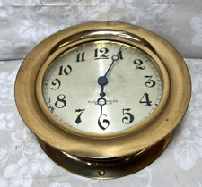 Kilbourne Marine Wall Clock 10-11/16” Brass Lacquered Case Runs & Strikes, Rare picture