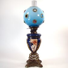Bronze Porcelain Crown Derby Banquet Lamp with Jeweled Shade - 1880's picture
