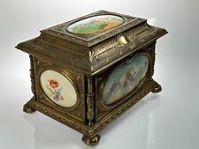 A LARGE FRENCH ANTIQUE SEVRES STYLE PORCELAIN AND GILT BRONZE BOX CASKET picture