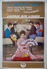 JAPAN AIRLINES IT'S MAGICALLY JAPAN DC 8 1960 Vintage Travel poster 25x39 LINEN picture