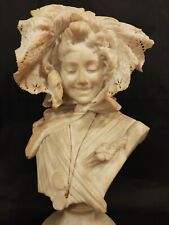 ANTIQUE SUPERB ITALIAN LIFE SIZE ALABASTER MARBLE LADY SCULPTURE BUST BY FIASCHI picture