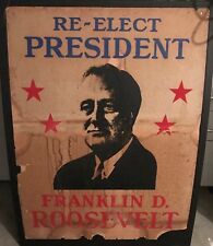 RARE Original Franklin D Roosevelt Presidential Campaign Political Poster/SIgn picture