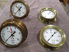 LOT OF 4 VINTAGE HEAVY BRASS GAUGES U.S. N.Y. & JAS.P. MARSH CORP CHICAGO picture