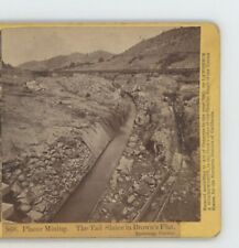  Placer Gold Mining Tail Sluice in Brown's Flat Tuolumne County CA Stereoview picture