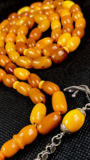 SUPER RARE CERTIFIED ANTIQUE GERMAN NATURAL BALTIC AMBER ROSARY 66 Beads 55GR. picture
