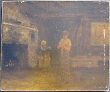 ANTIQUE 1882 AMERICAN GEORGE FULLER 1857/58 AL AFRICAN AMERICAN CABIN PAINTING picture