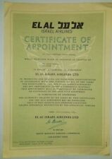 RARE Jewish Israel Israeli Airlines EL AL Certificate of Appointment 1961 picture