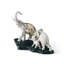 Lladro Celebration Elephants on Black Rock Figurine 01007235  picture
