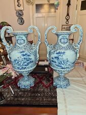 Monumental Very Rare Antique  Delft Vases Circa 1800s Beautiful Delft picture