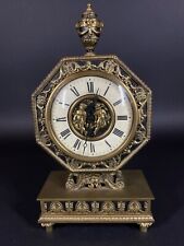 Antique Edward F Caldwell Bronze Octagonal Mantel Clock w Cherubs & Urn Finial picture
