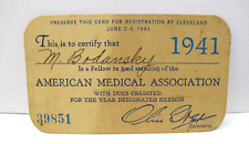 1941 Dr MEYER BODANSKY American Medical Association Membership Card No Glow picture