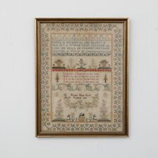 Antique Framed Hand Embroidery Hannah Bacon 1845 Bible Proverbs Verse 18.5x14.5 picture