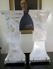 Large Pair of Contemporary Mid Century Rock Crystal Quartz Table Lamps STUNNING picture