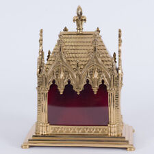 LARGE POLISHED BRASS RELIQUARY SHRINE HOUSE FOR YOUR RELIC - #19  (CHURCH) picture
