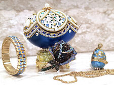Easter egg Fabergé trinket & Faberge Necklace & Bracelet 24K Real Egg HM Fabergé picture